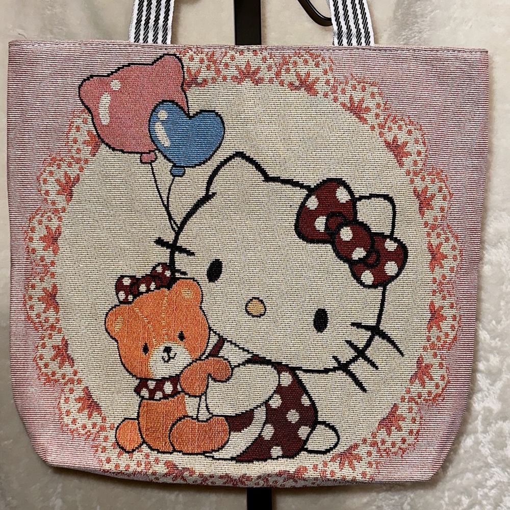 Hello Kitty Pink and White Tote with Bear Design